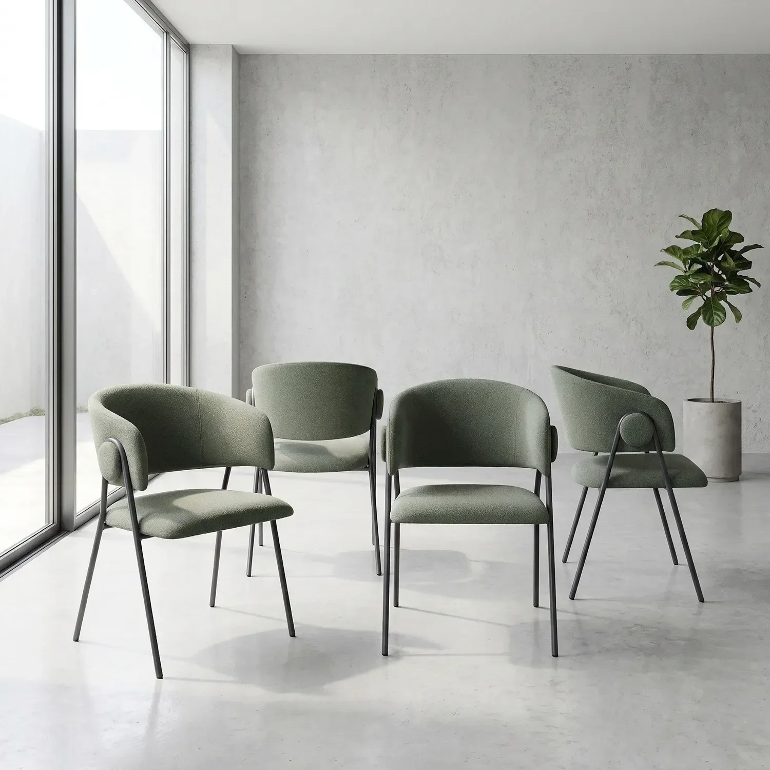 Alverra Dining Chair – Deep Moss Green (Set of 4)