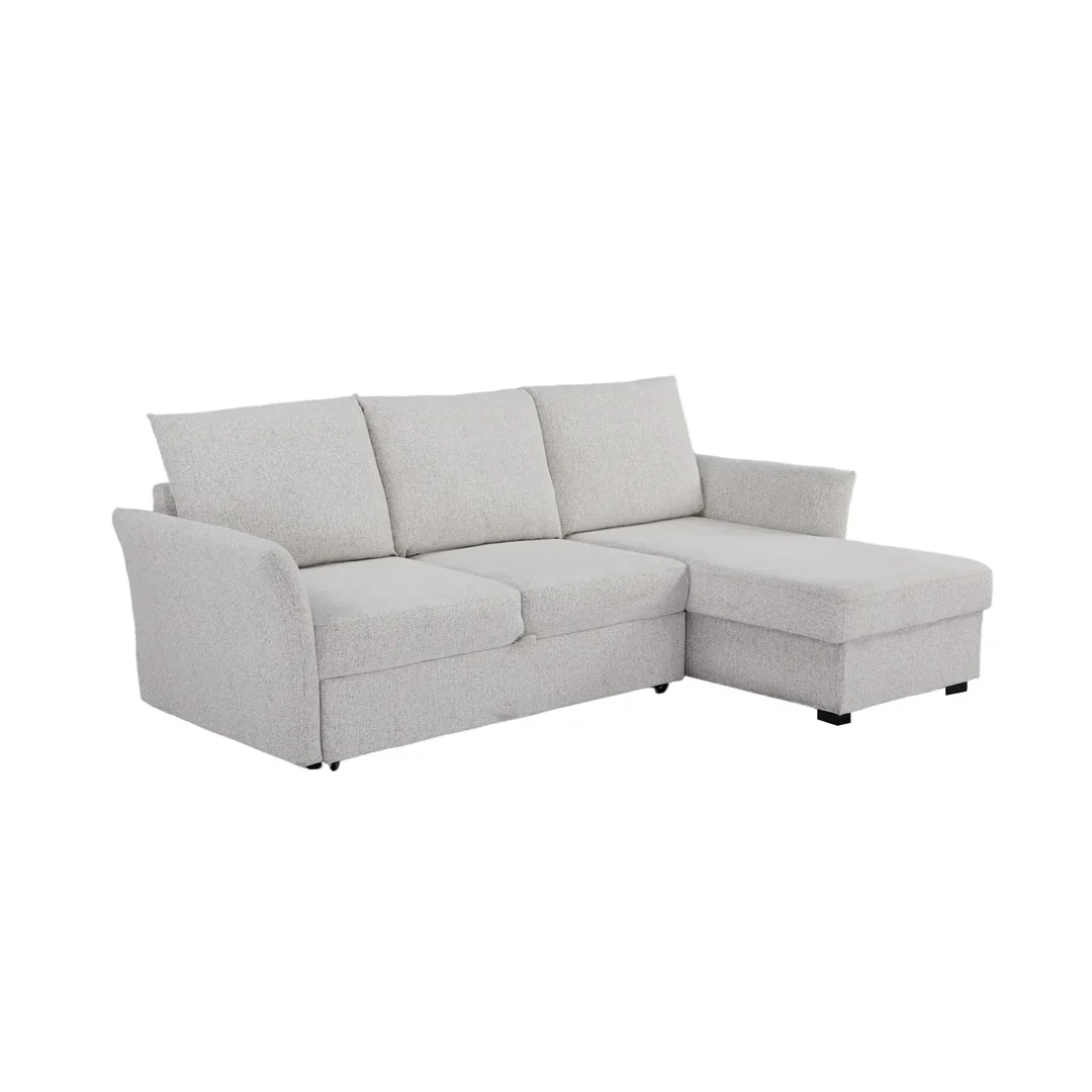 Arlo Fabric 3 Seater Reversible Corner Sofa Bed with Storage – Beige - Image 10