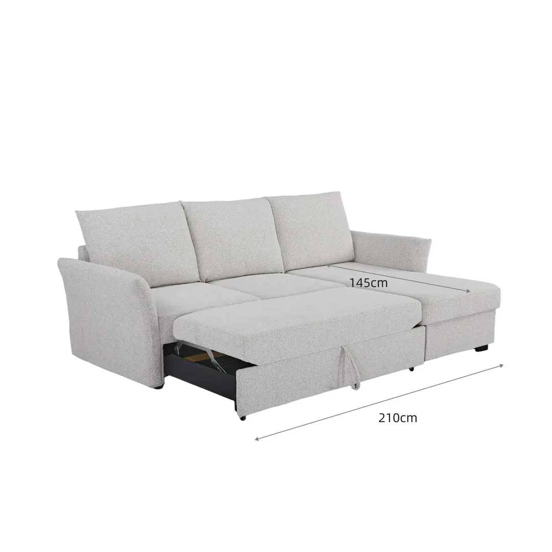 Arlo Fabric 3 Seater Reversible Corner Sofa Bed with Storage – Beige - Image 3