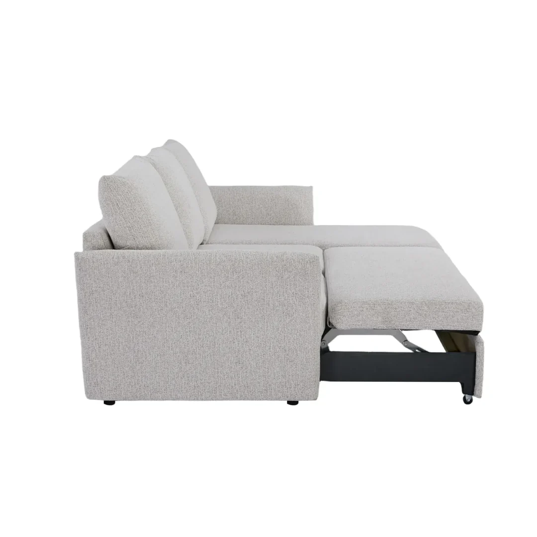 Arlo Fabric 3 Seater Reversible Corner Sofa Bed with Storage – Beige - Image 6