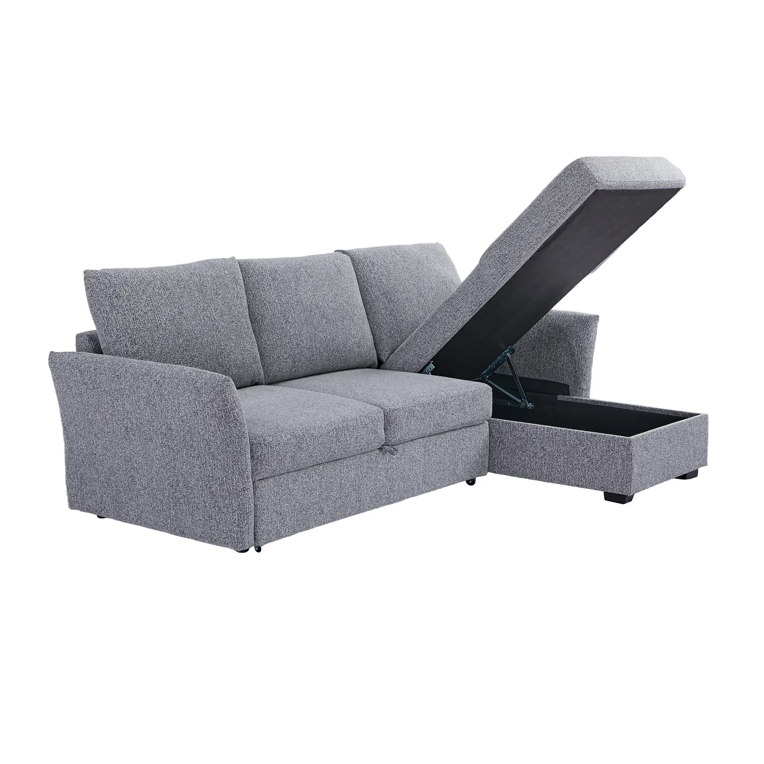 Arlo Fabric 3 Seater Reversible Corner Sofa Bed with Storage – Dark Grey - Image 12