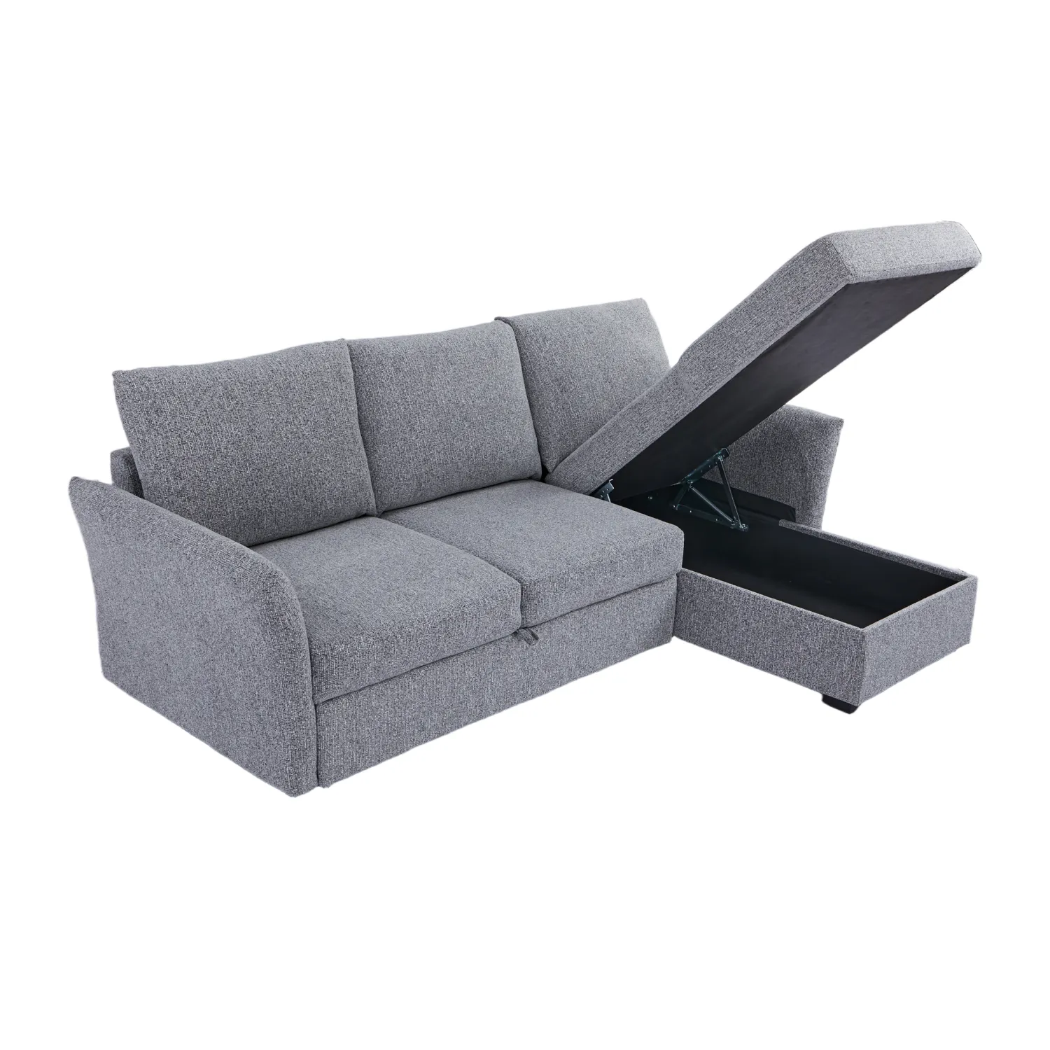Arlo Fabric 3 Seater Reversible Corner Sofa Bed with Storage – Dark Grey - Image 15