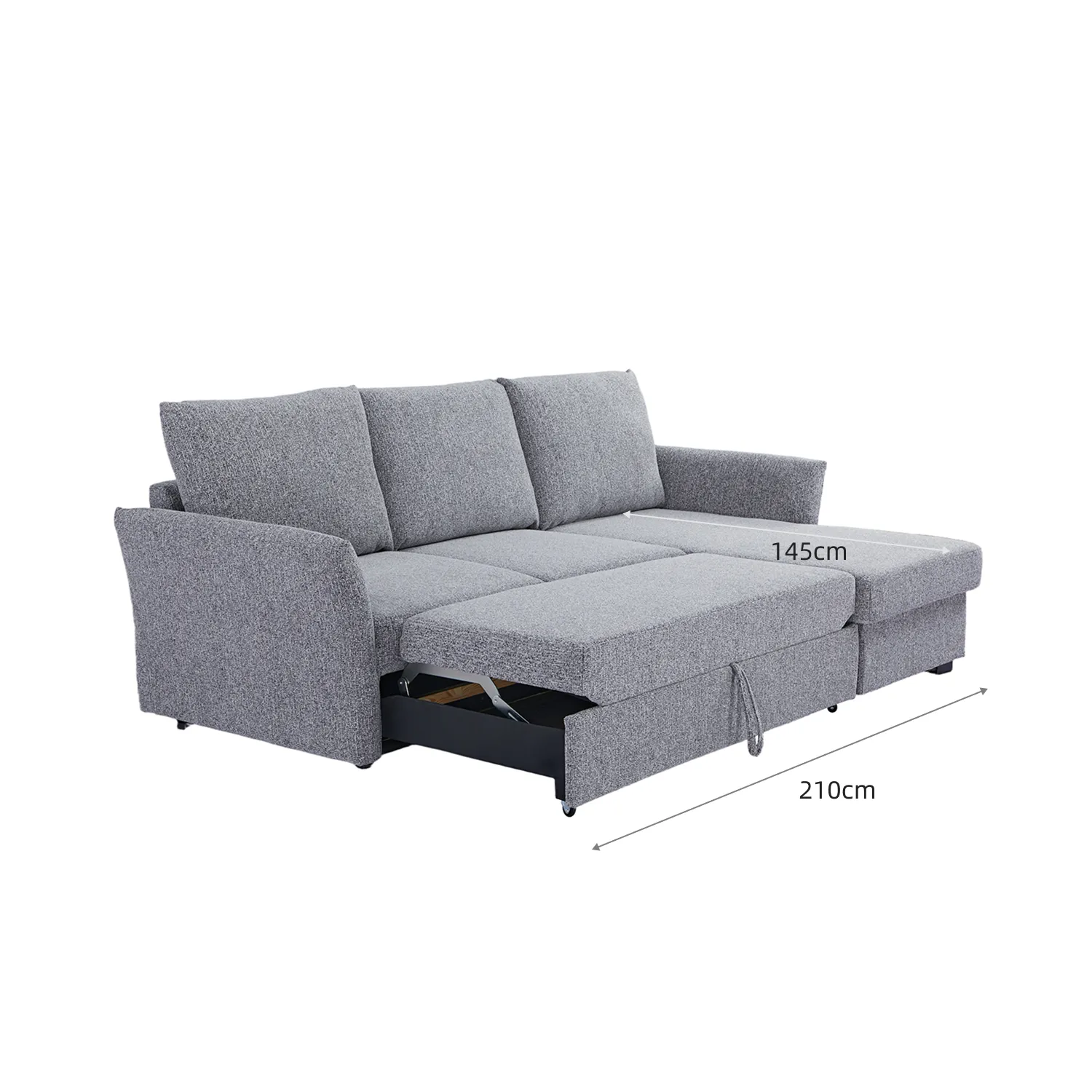 Arlo Fabric 3 Seater Reversible Corner Sofa Bed with Storage – Dark Grey - Image 27