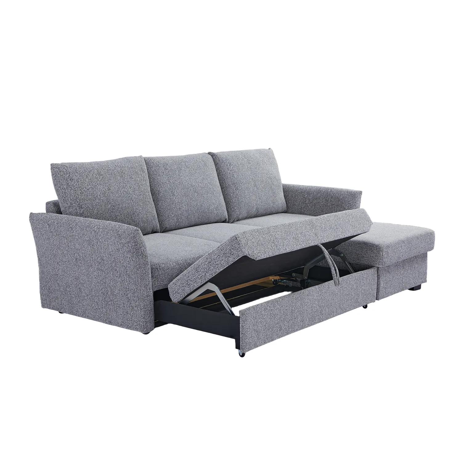 Arlo Fabric 3 Seater Reversible Corner Sofa Bed with Storage – Dark Grey - Image 7