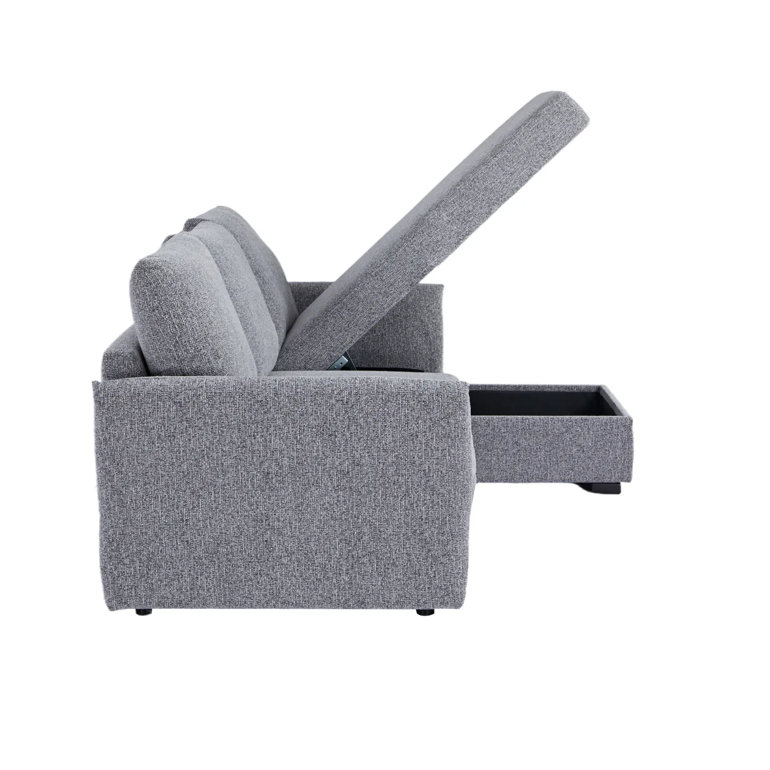 Arlo Fabric 3 Seater Reversible Corner Sofa Bed with Storage – Dark Grey - Image 9