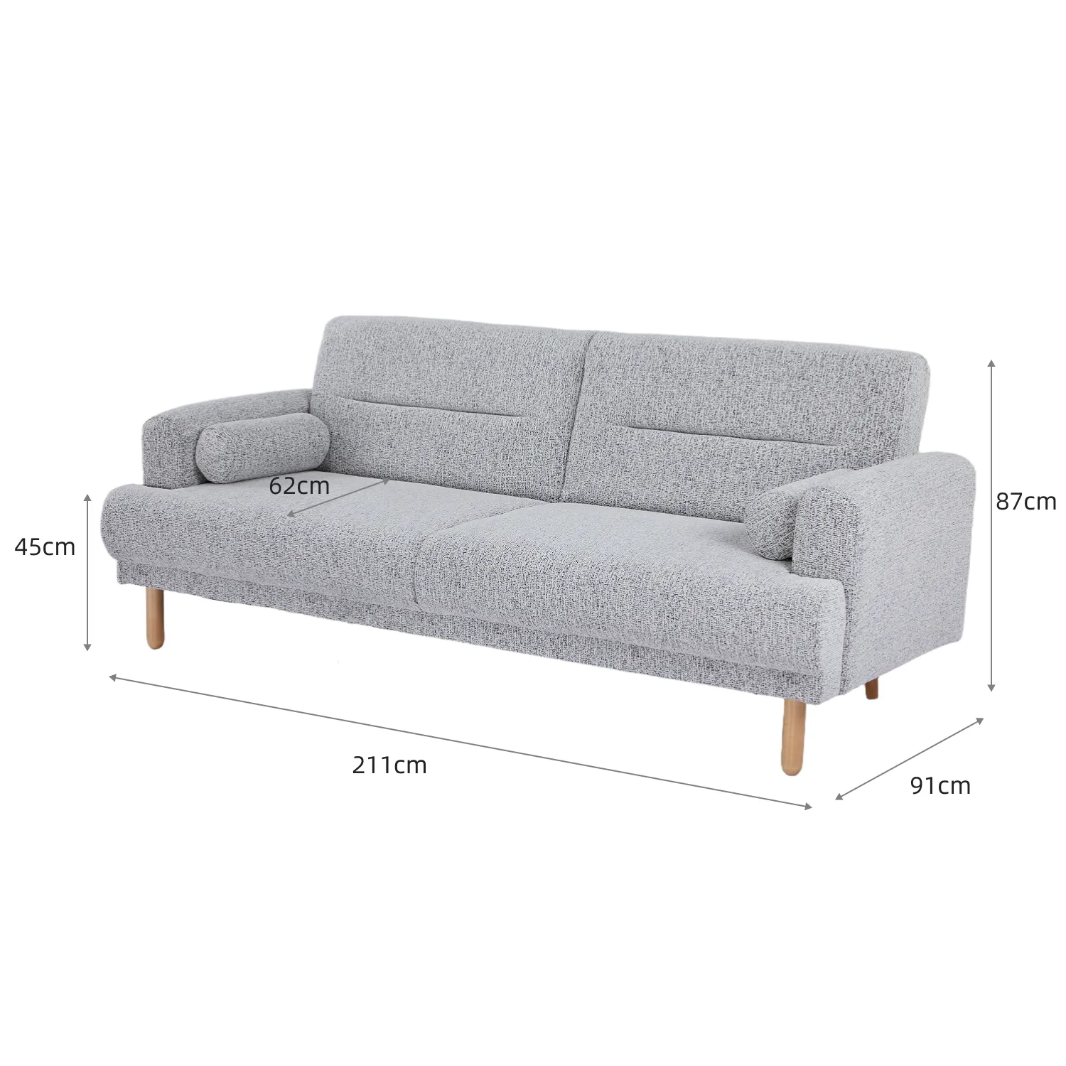 Ashton Fabric Click-Clark 3 Seater Sofa Bed – Grey - Image 22