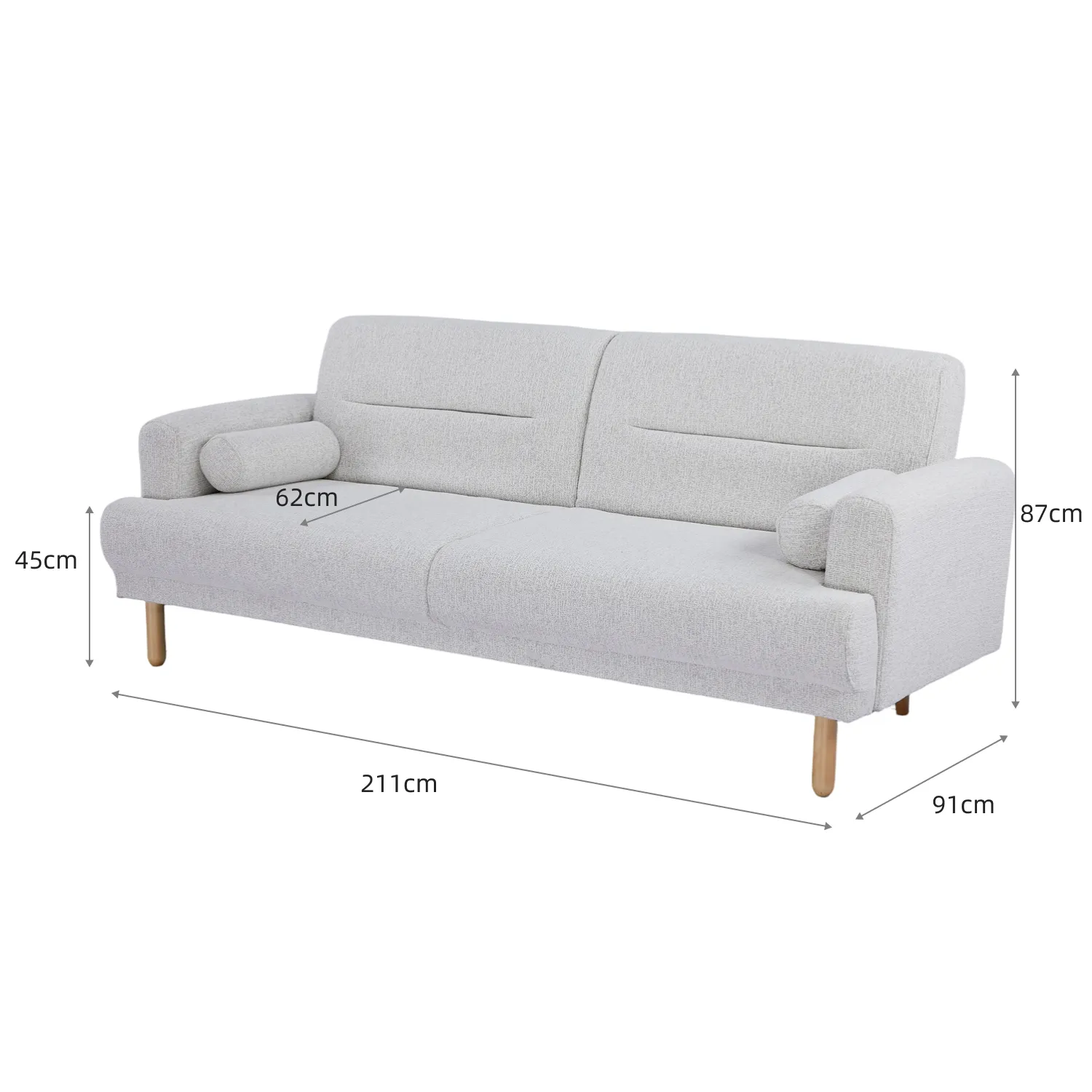 Ashton Fabric Click-Clark 3 Seater Sofa Bed – Off White - Image 26
