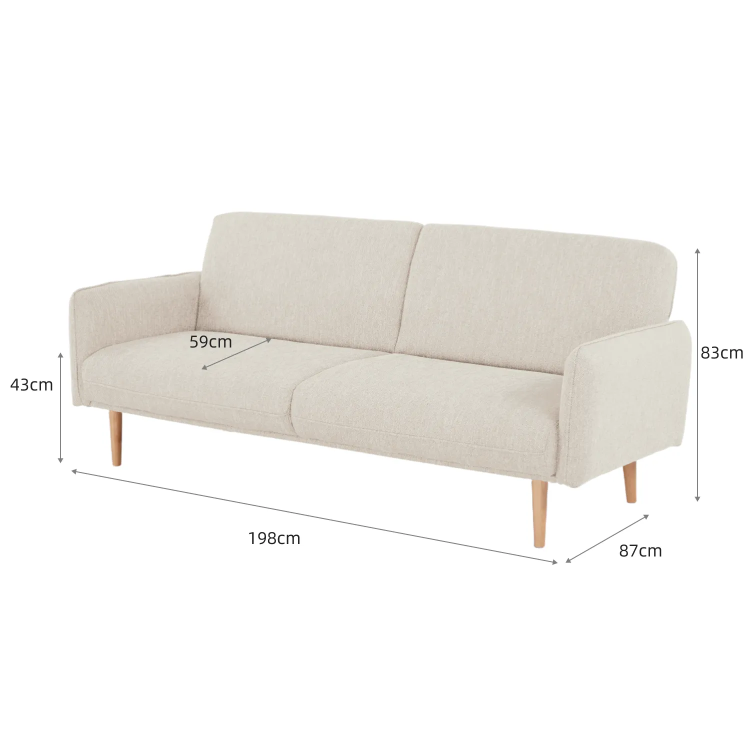 Avalon Fabric Click-Clark 3 Seater Sofa Bed – Cream - Image 23