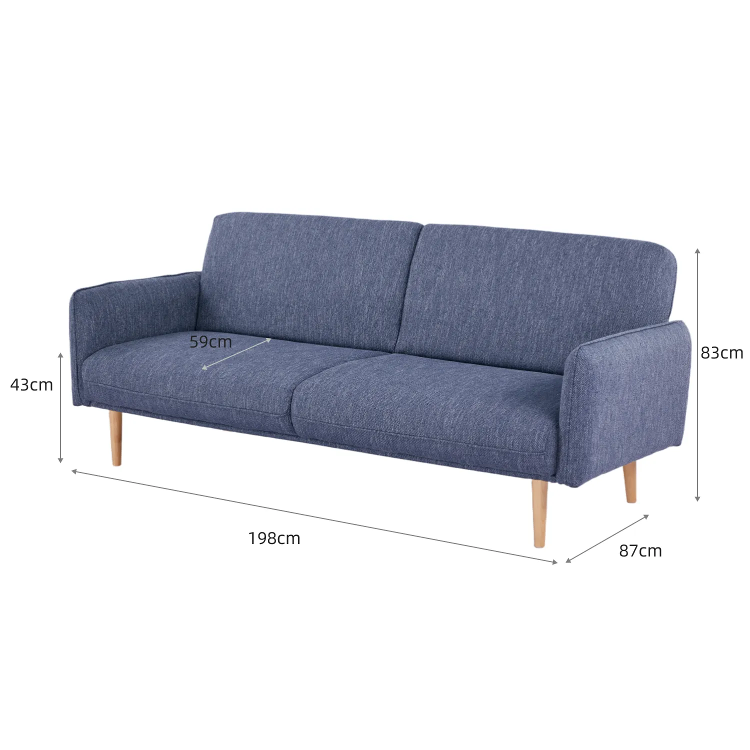 Avalon Fabric Click-Clark 3 Seater Sofa Bed – Navy - Image 24