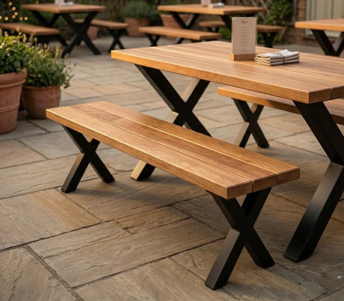 Commercial Iroko Outdoor Bench - Image 3