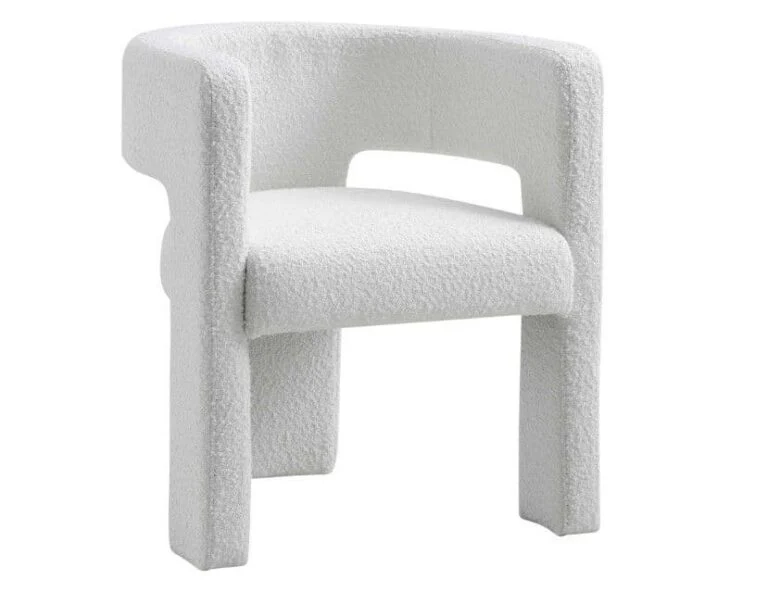 Elara White Bouclé Dining Armchair - Image 3
