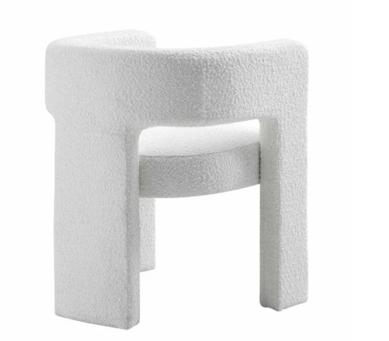 Elara White Bouclé Dining Armchair - Image 5