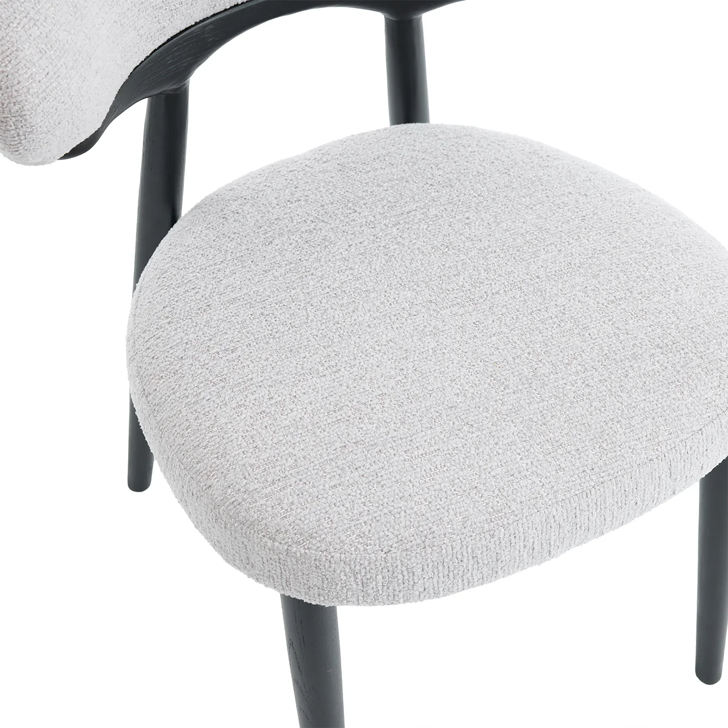Elysian Dining Chair – Light Grey Bouclé Fabric (Set of 2) - Image 12