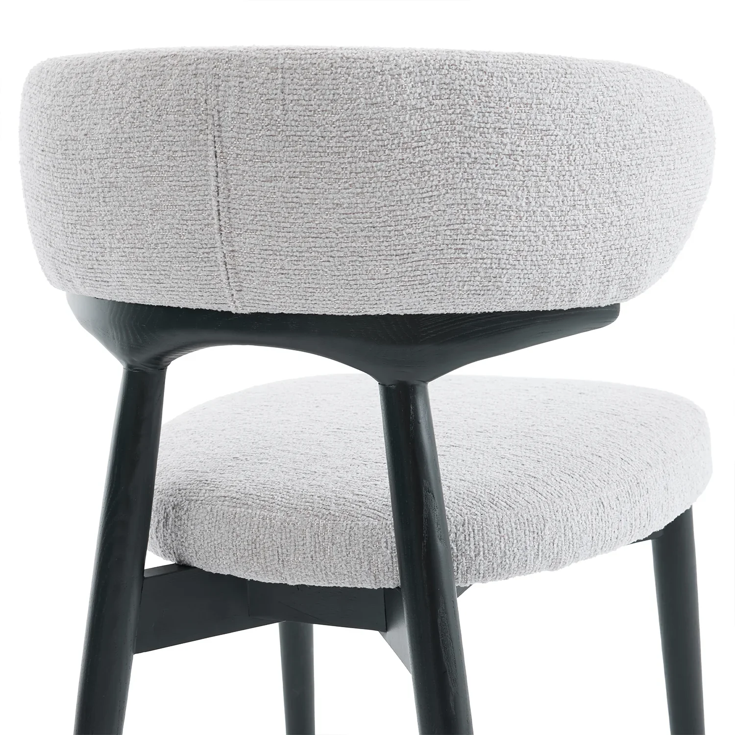 Elysian Dining Chair – Light Grey Bouclé Fabric (Set of 2) - Image 13