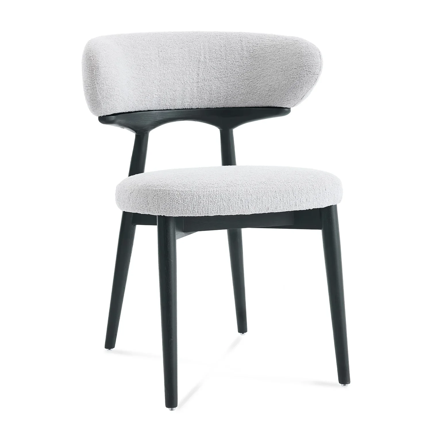 Elysian Dining Chair – Light Grey Bouclé Fabric (Set of 2) - Image 6