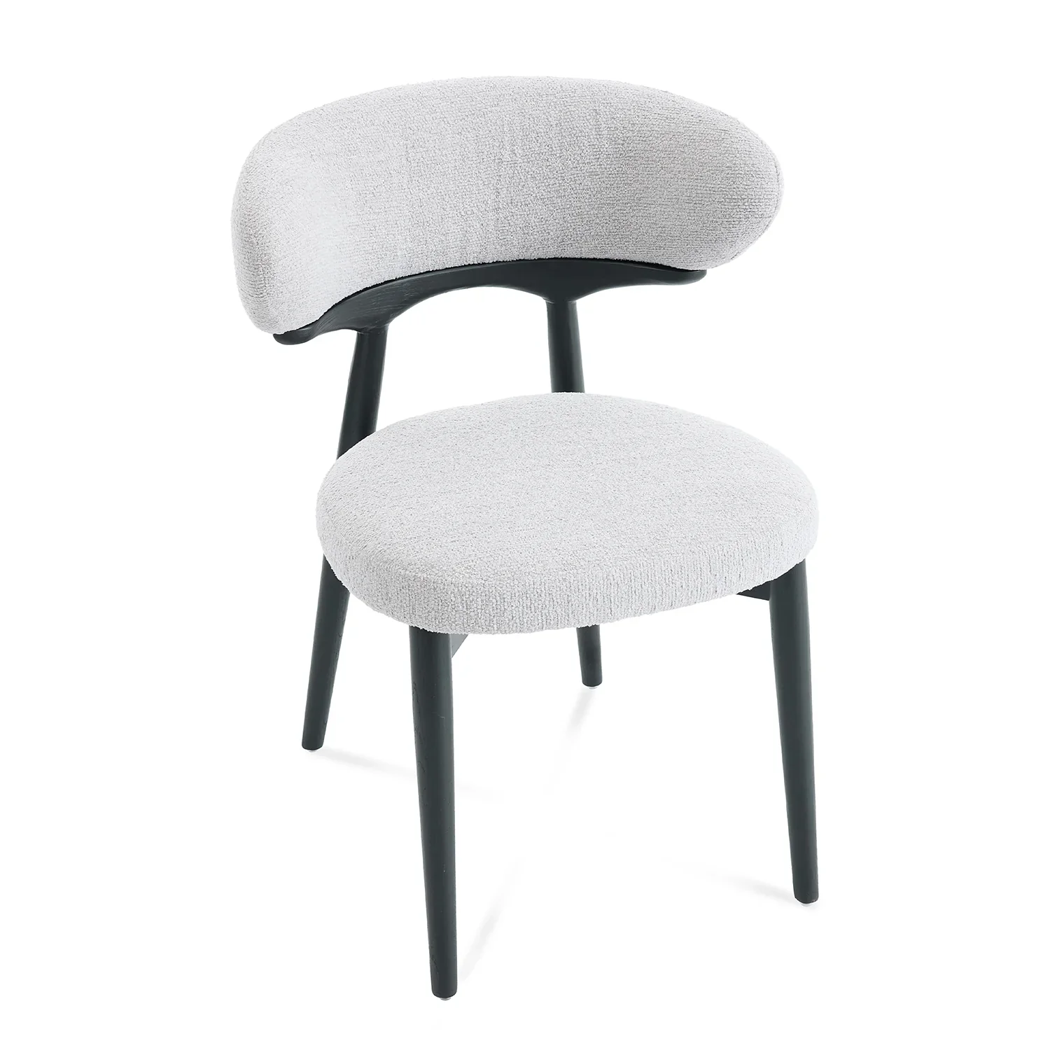 Elysian Dining Chair – Light Grey Bouclé Fabric (Set of 2) - Image 7