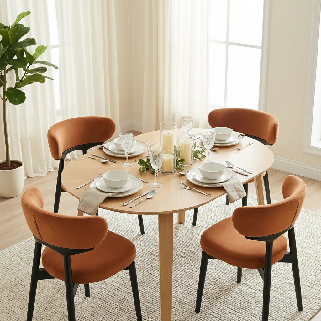 Elysian Dining Chair – Rustic Orange Fabric (Set of 2) - Image 2