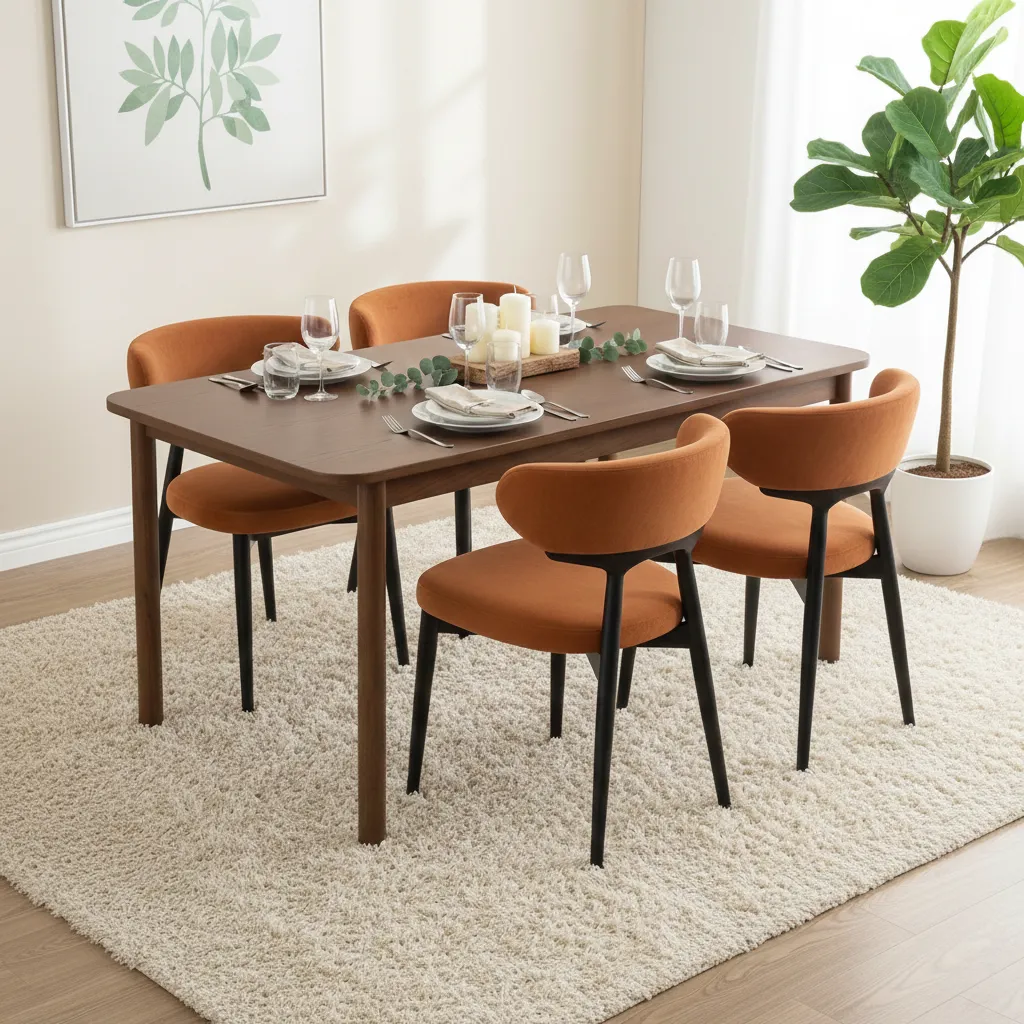 Elysian Dining Chair – Rustic Orange Fabric (Set of 2) - Image 3
