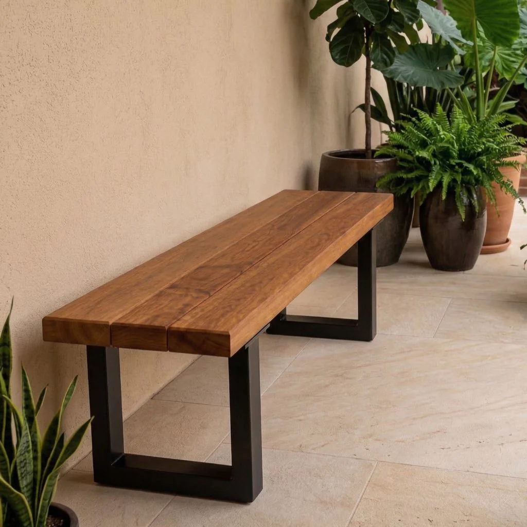 Woodland Iroko Outdoor Bench - Image 3