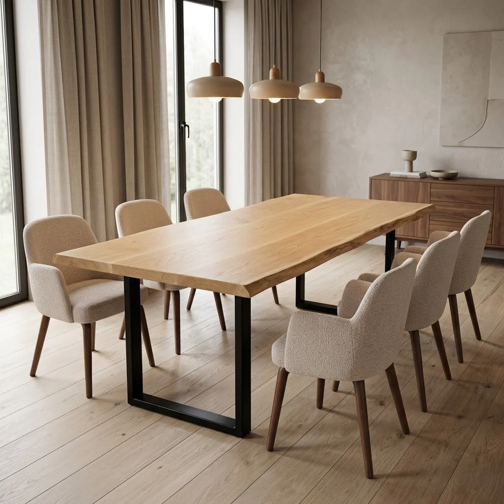 Live Edge Premium Solid Oak Dining Table - Image 3