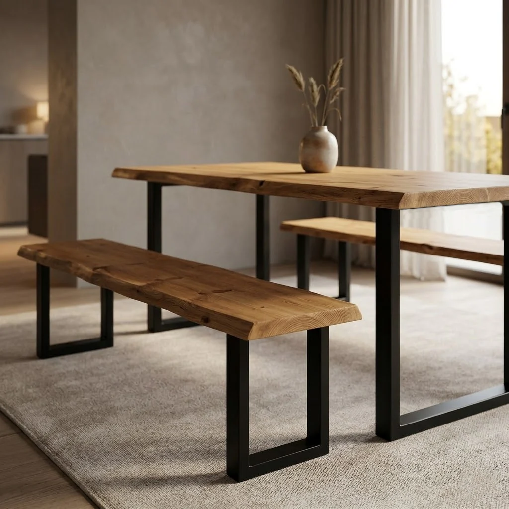 Live Edge Sleek & Slender Rustic Bench - Image 3