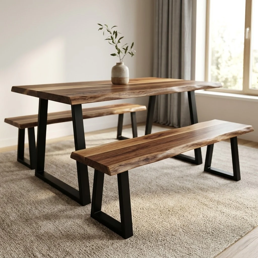 Live Edge Walnut Bench - Image 3