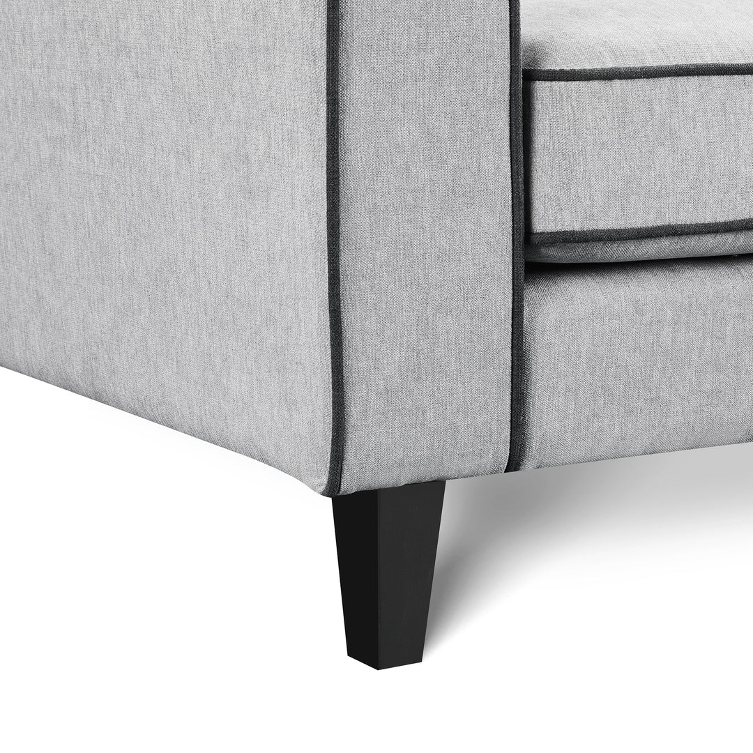 Monroe 3 Seater Soft Weave Fabric Sofa - Grey - Image 4