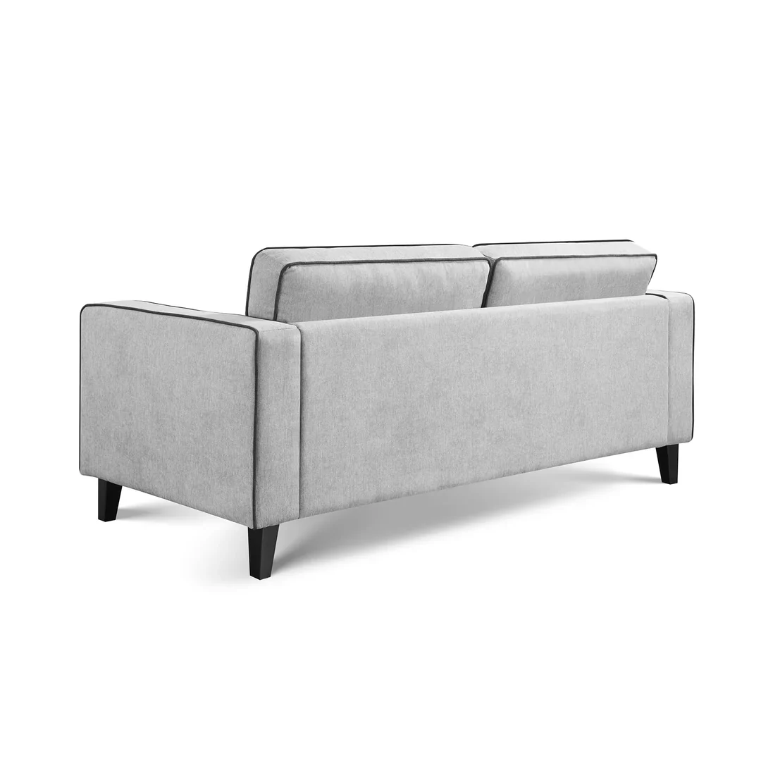 Monroe 3 Seater Soft Weave Fabric Sofa - Grey - Image 5