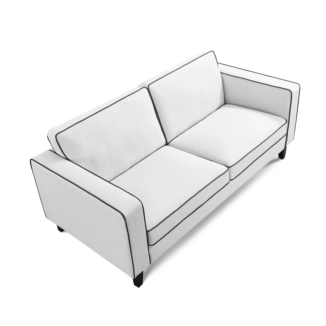 Monroe 3 Seater Soft Weave Fabric Sofa - Ivory - Image 3