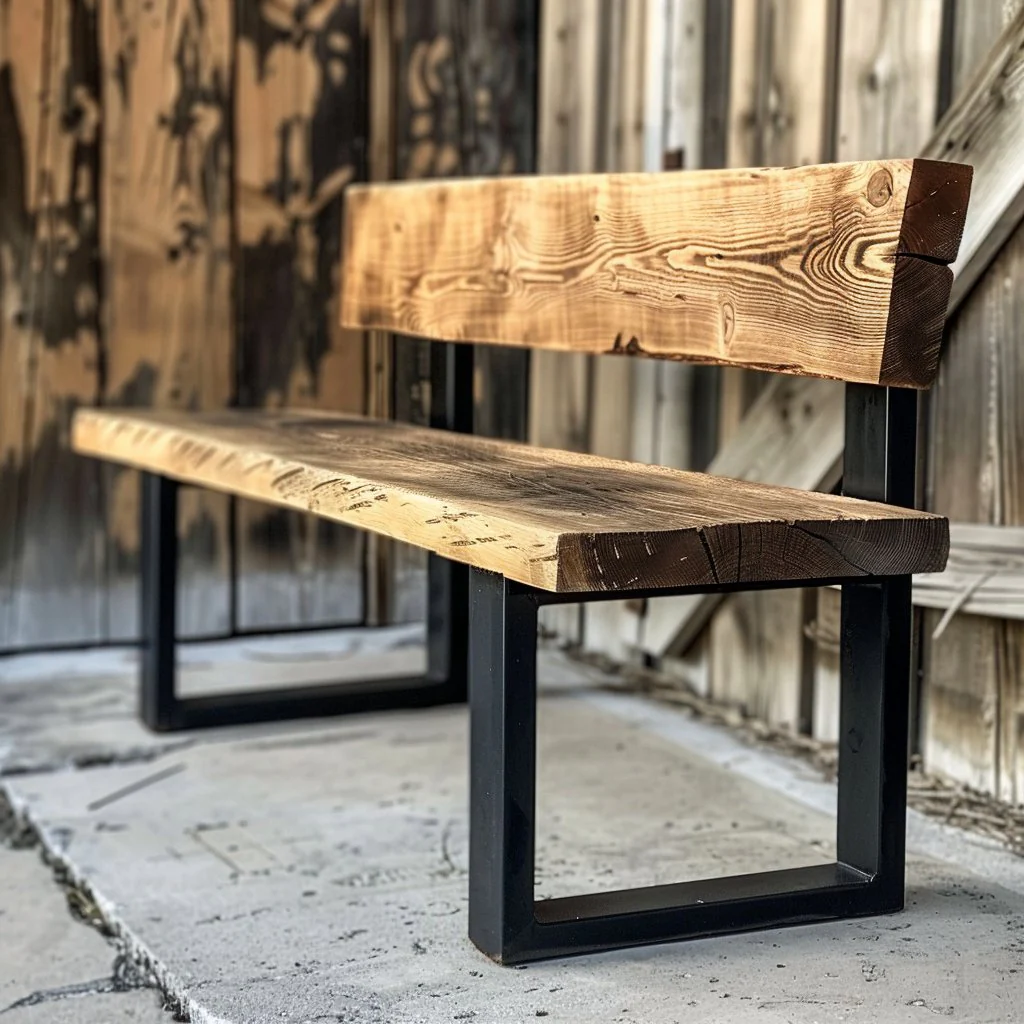 Sleek & Slender Reclaimed Bench with Back