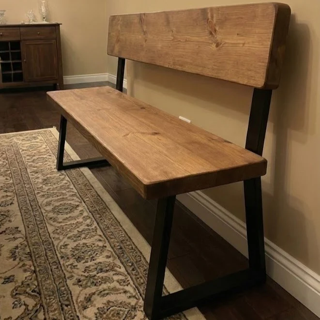 Sleek & Slender Reclaimed Bench with Back - Image 2