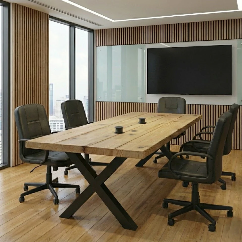 Sleek & Slender Rustic Conference Table - Image 3