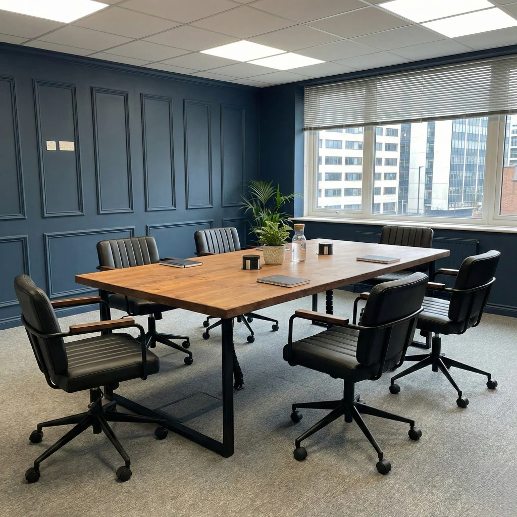 Sleek & Slender Rustic Conference Table - Image 4