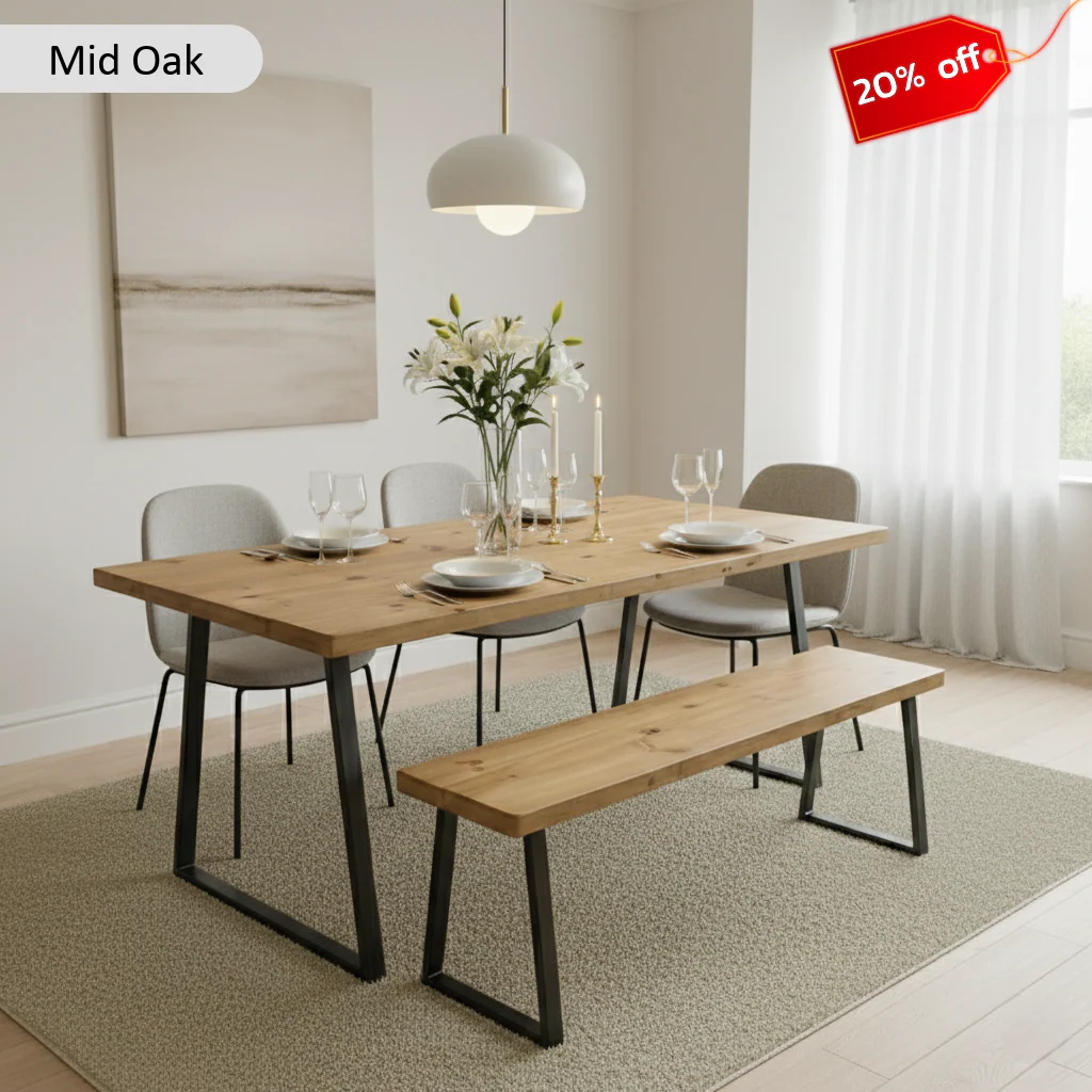 Sleek & Slender Rustic Dining Table - Image 8