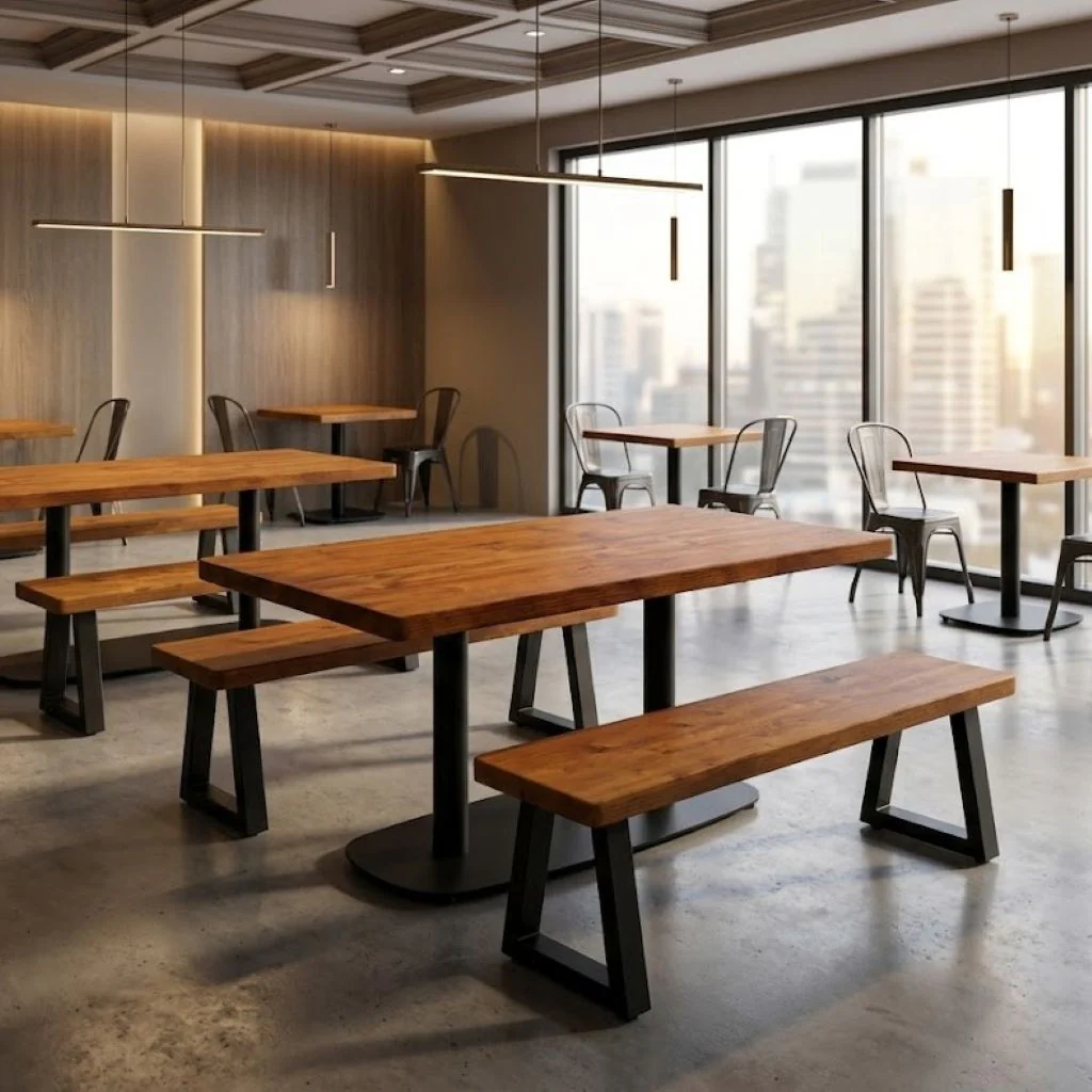 Sleek & Slender Rustic Rectangular Pedestal Table