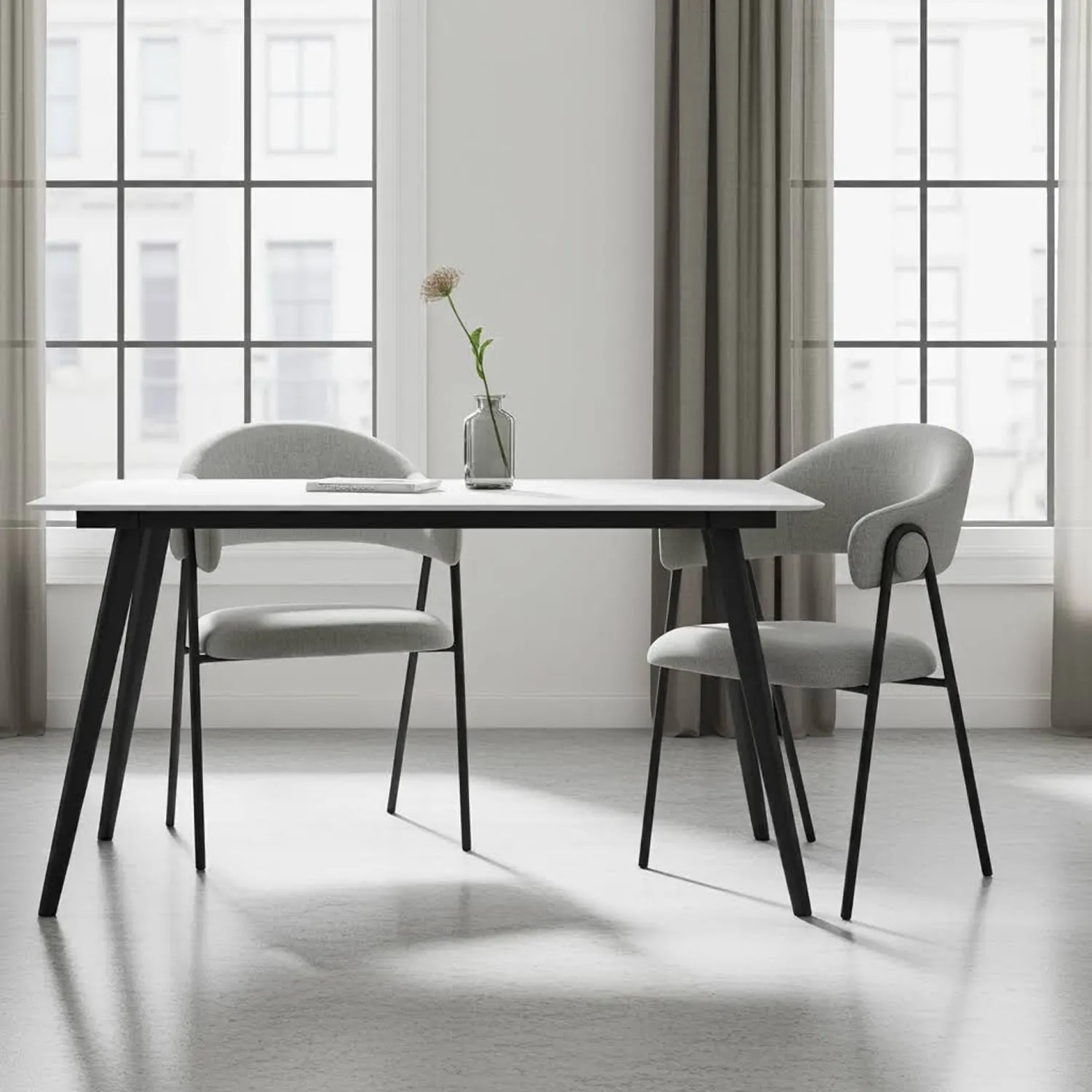 Noah Set of 2 Dark Grey Fabric Dining Chairs