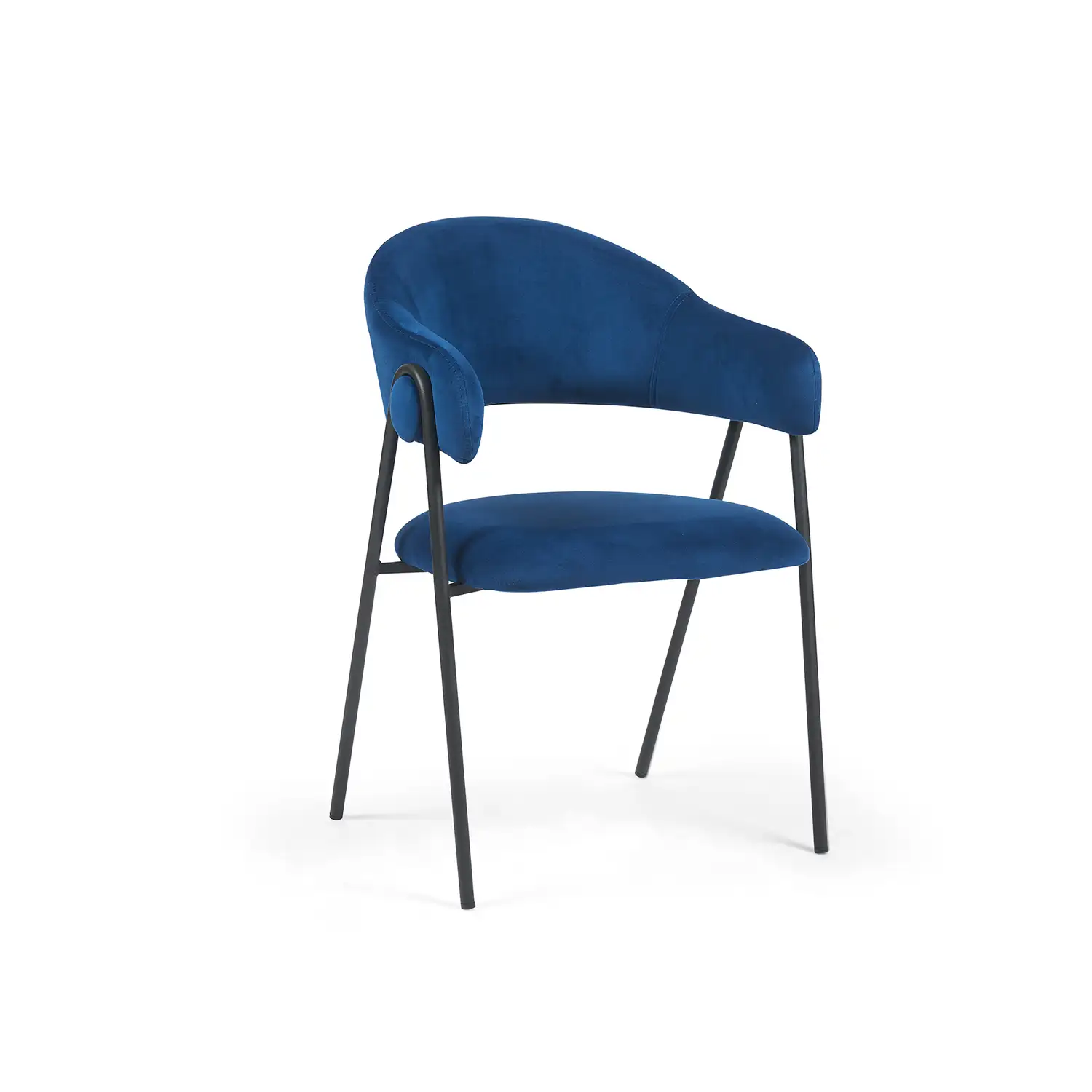 Noah Set of 2 Dark Navy Velvet Dining Chairs - Image 3