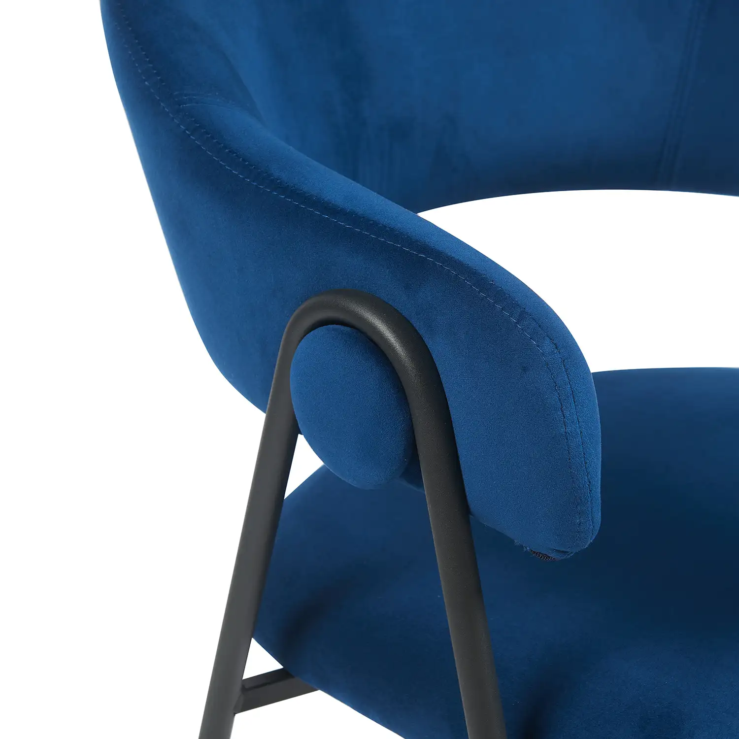 Noah Set of 2 Dark Navy Velvet Dining Chairs - Image 6