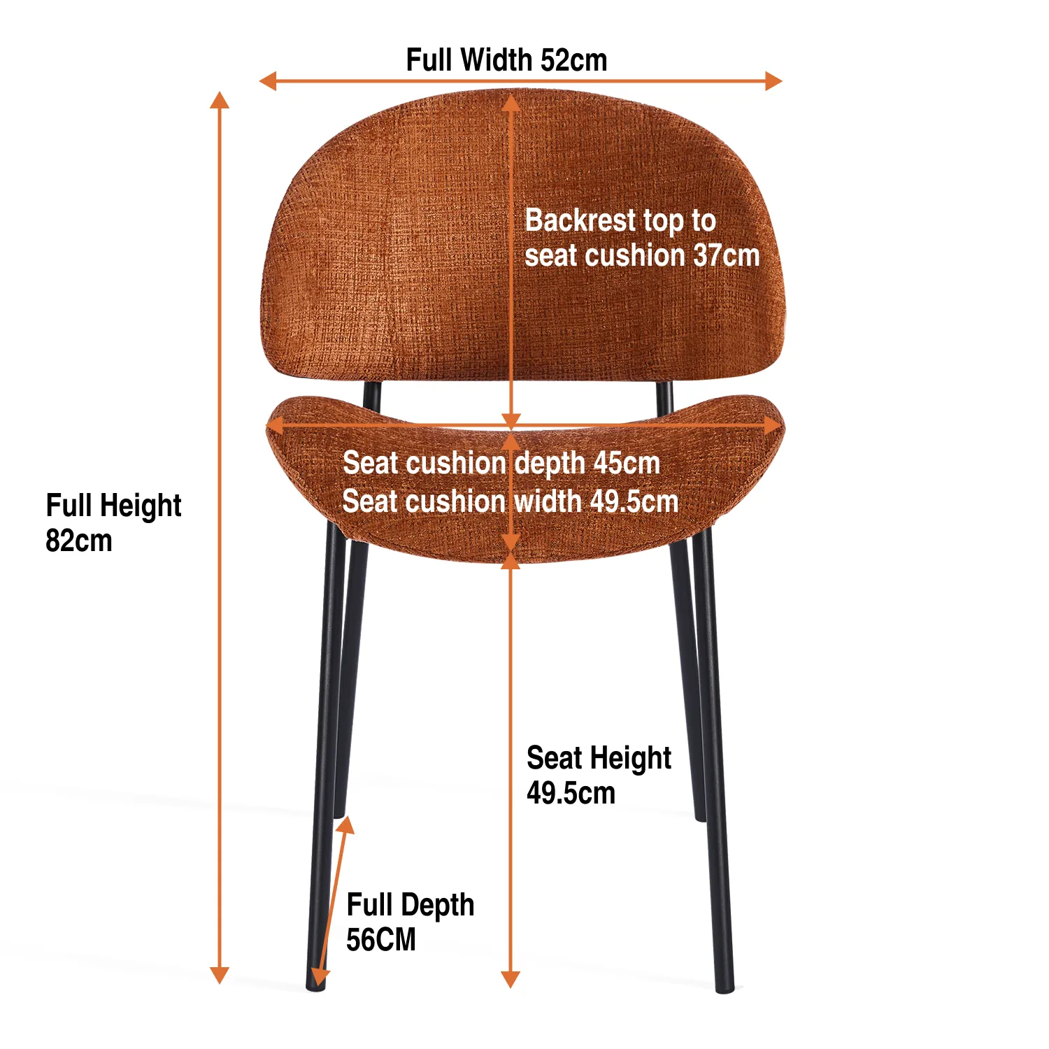 Noble Dining Chair – Burnt Orange (Set of 4) - Image 14