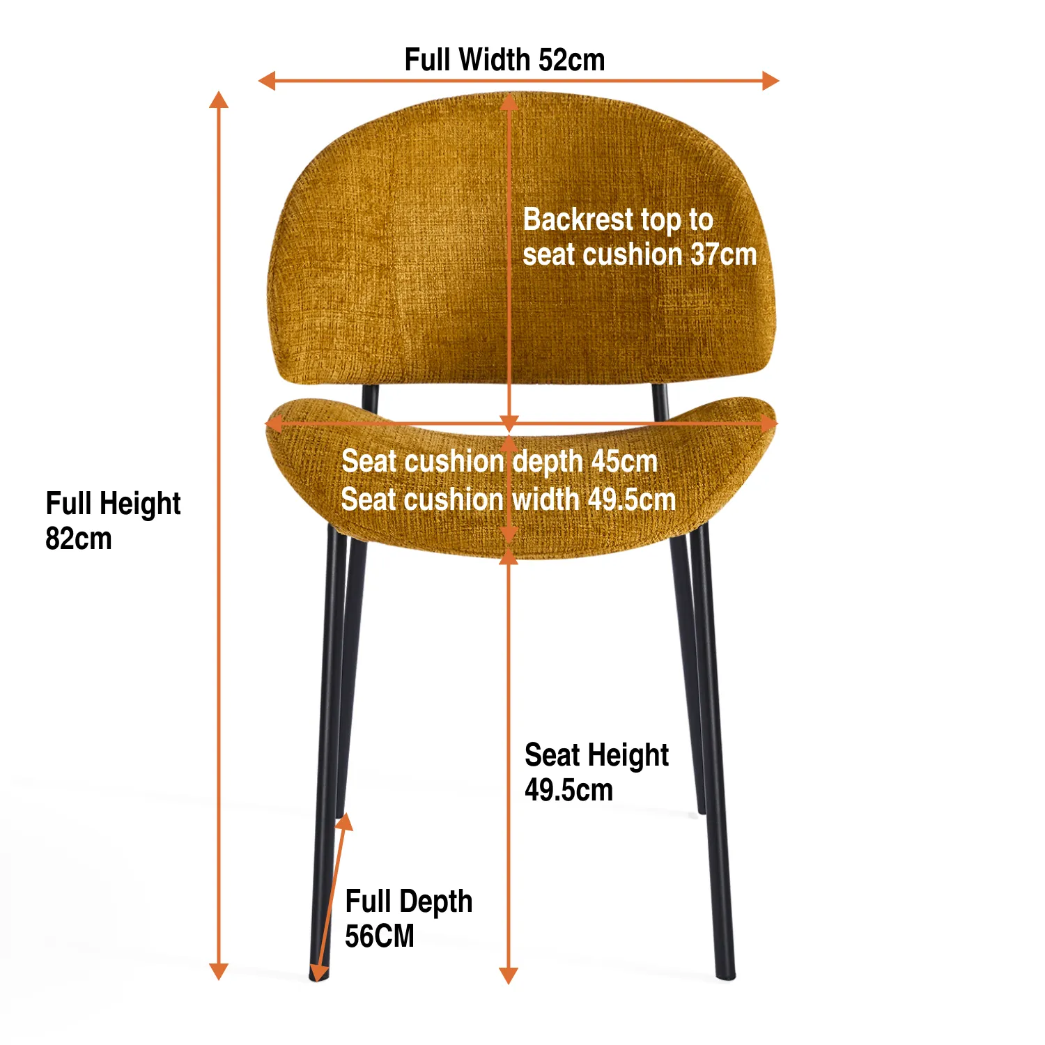 Noble Dining Chair – Mustard (Set of 4) - Image 15