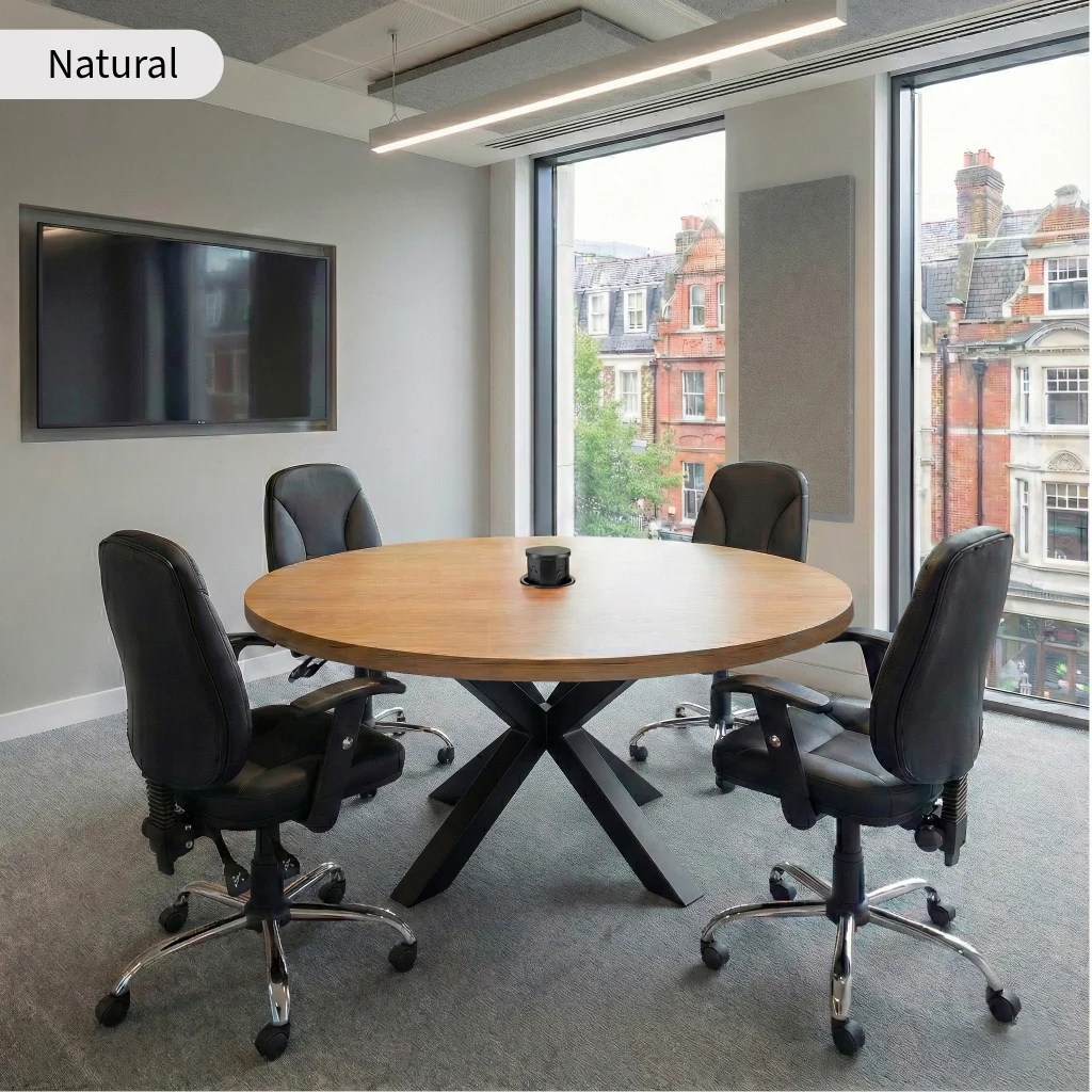 Premium Solid Oak Round Meeting Room Table - Image 4