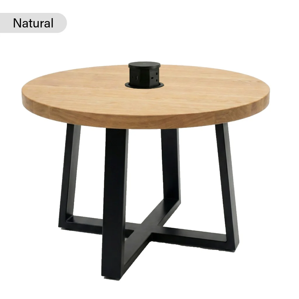 Premium Solid Oak Round Meeting Room Table - Image 8