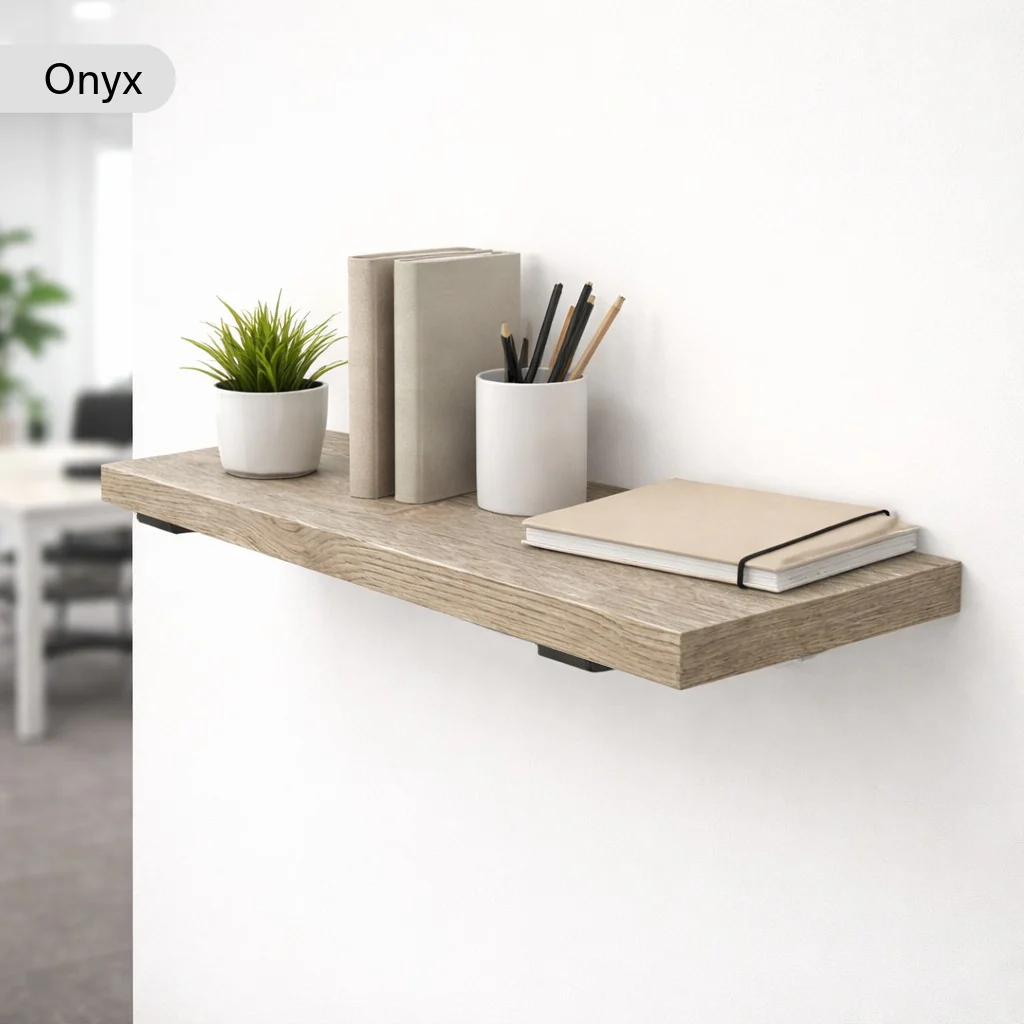 Premium Solid Oak Shelves with Steel Brackets - Image 3