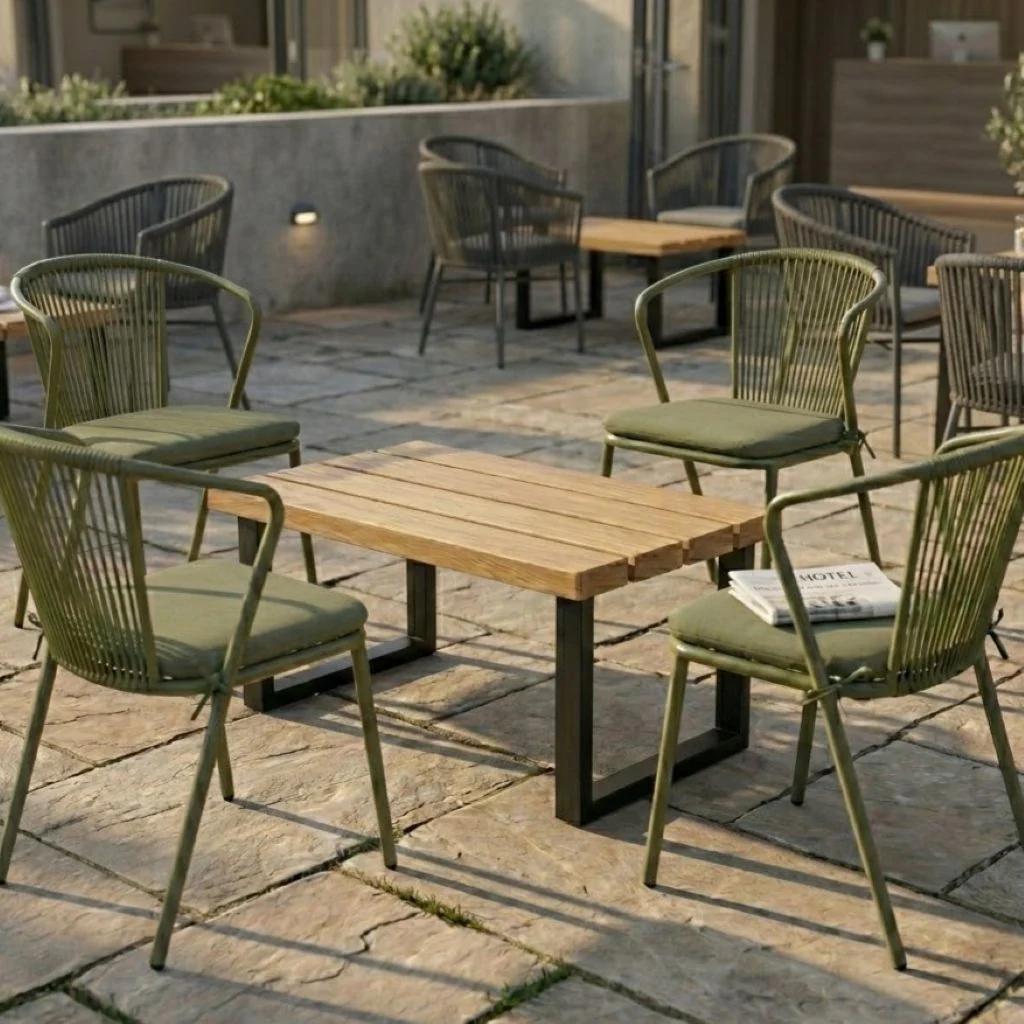 Premium Solid Oak Slatted Commercial Outdoor Coffee Table - Image 3