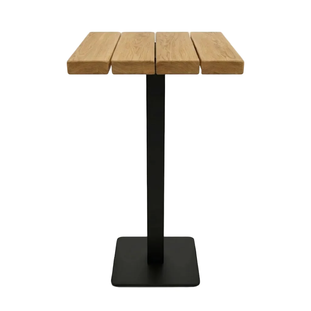 Premium Solid Oak Slatted Outdoor Square Poseur Table - Image 3