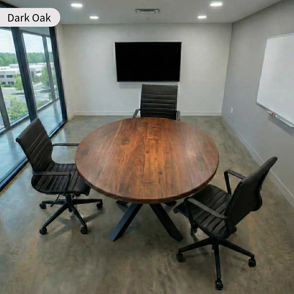 Reclaimed Round Meeting Room Table - Image 3
