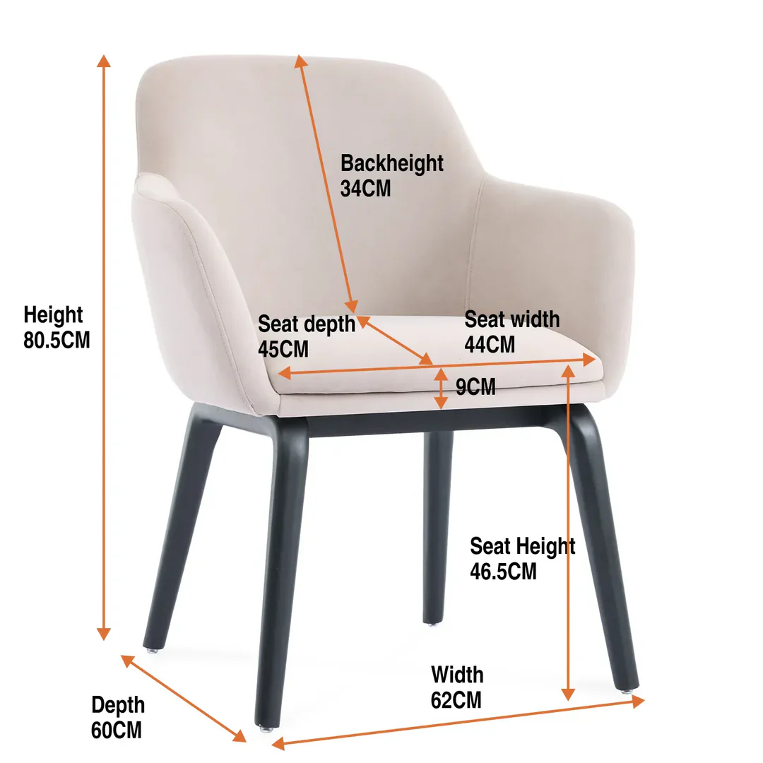 Serenza Cream Velvet Fabric Dining Chair - Image 2