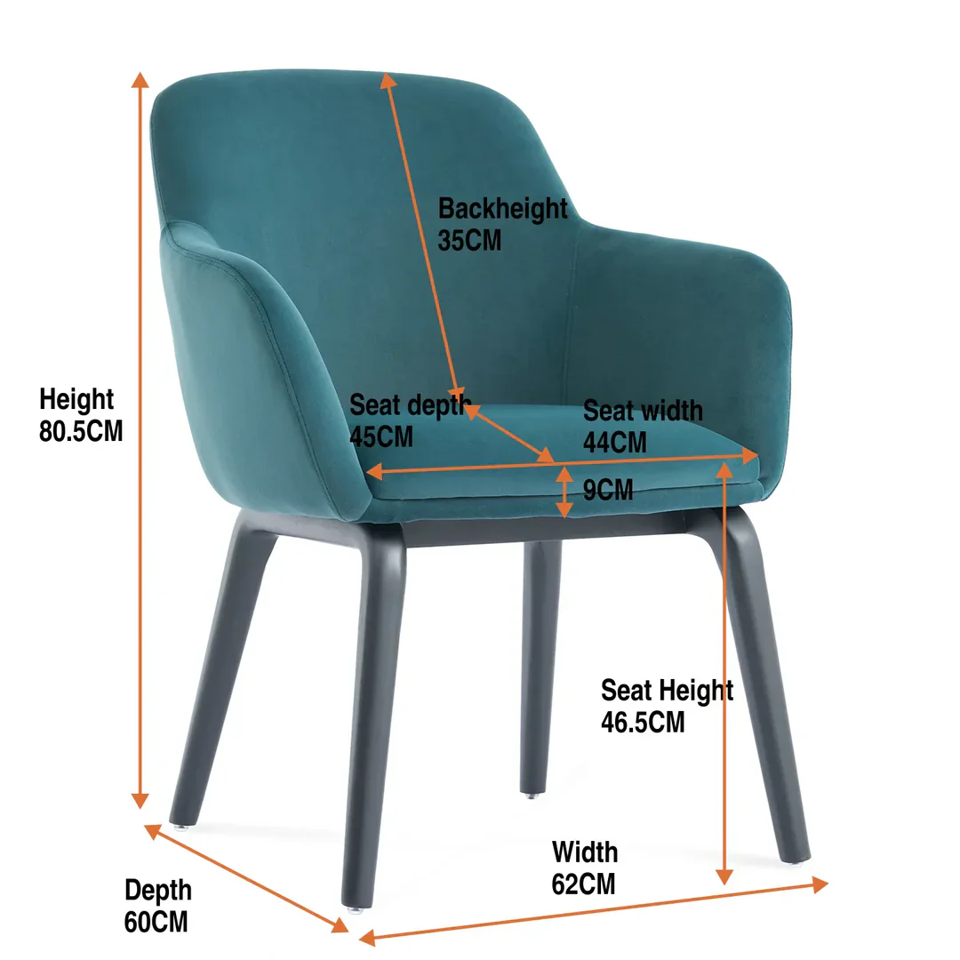 Serenza Peacock Blue Fabric Dining Chair - Image 3