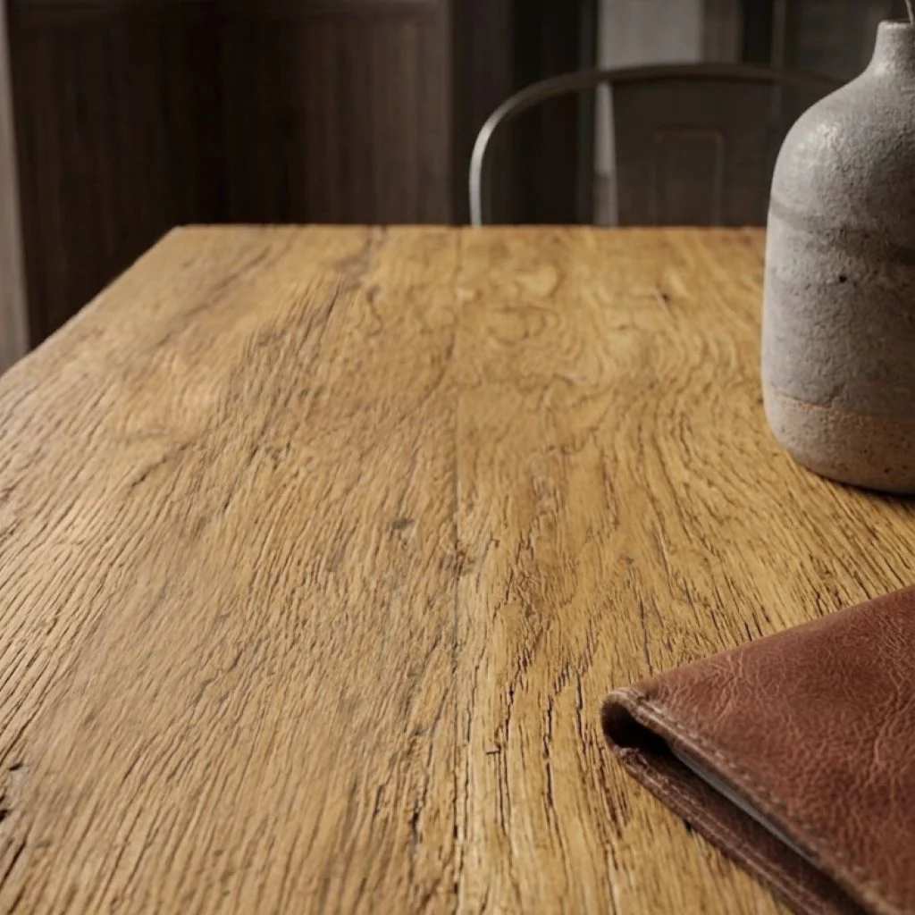 Sleek & Slender Rustic Large Square Pedestal Table - Image 2
