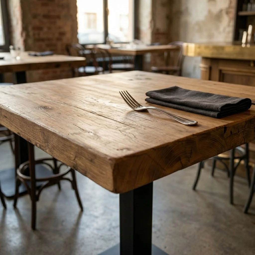 Sleek & Slender Rustic Large Square Poseur Table - Image 2